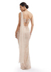 Beige Pre-Draped Saree With Attached Pallu