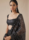 Black Embellished Ready Pleated Cocktail Saree