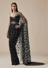 Black Geometric Crystal Ready Pleated Saree
