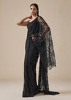 Black Lace Ready Pleated Saree With Corset Blouse