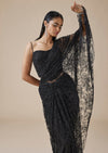 Black Lace Ready Pleated Saree With Corset Blouse
