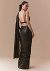 Black Ready Pleated Georgette Saree with Sequin Wor Blouse