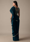 Chic Blue Readymade Saree With Ready Made Blouse