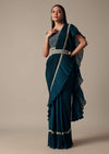 Chic Blue Readymade Saree With Ready Made Blouse