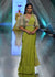 Citrus Green Pre Stitched Crepe Saree with Net Cape and V-Neck Crop Top