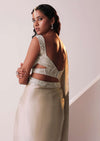 Glam Silver Embroidered Ready To Wear Saree In Organza