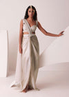 Glam Silver Embroidered Ready To Wear Saree In Organza