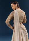 Gold Ready Pleated Saree With Aari Work