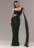 Green Satin Ready Pleated Indo Western Saree With Stone Detail Work