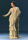 Green Frill Ready To Wear Saree With Embellished Blouse