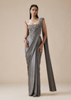 Grey Lycra Ready Pleated Saree
