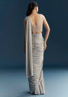 Grey Ready Pleated Saree With Cutdana And Sequins Work