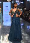 Emerald Green Pre Drape Saree With Floral Buttis And Embroidered Blouse - NOOR 2022