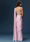Lilac Ready Pleated Saree With Embellished Blouse And Belt
