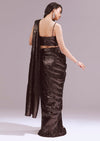 Maroon Ready Pleated Sequin Saree Set