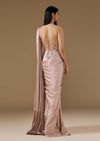 Mauve Pink Ready Pleated Saree With Embroidered Corset Blouse