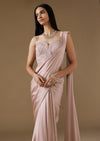 Mauve Pink Ready Pleated Saree With Embroidered Corset Blouse