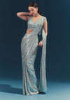 Mint Blue Ready Pleated Saree Set