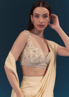 Off White Ready Pleated Saree Set
