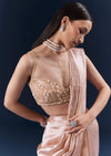 Peach Fancy Ready Pleated Saree With Embroidery
