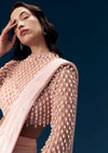 Peach Ready Pleated Saree with Blouse