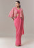 Pink Ready Pleated Saree With Cape Blouse And Resham And Sequins Work