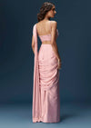 Pink Ready Pleated Saree With Embroidered Blouse