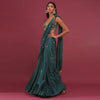 Emerald Green Pre Drape Saree With Floral Buttis And Embroidered Blouse - NOOR 2022