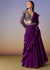 Purple Pre Draped Saree Set With Belt