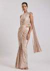 Rose Gold Ready Pleated Saree With Belt