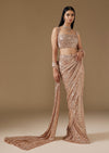 Rose Gold Shimmering Sequinned Ready Pleated Saree
