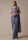 Elegant Blue Readymade Saree With Stitched Blouse