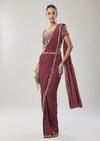 Wine Ready Pleated Saree With Belt