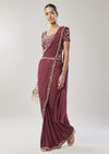 Wine Ready Pleated Saree With Belt