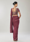 Wine Ready Pleated Saree With Belt