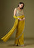 Yellow Ready Pleated Saree With Mirror Embellished Blouse