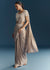 Rose Gold Ready Pleated Saree With Moti Work