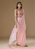 Baby Pink Crepe Ready Pleated Saree With Embellished Blouse