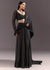Black 3D Patchwork Cutdana Drape Saree With Sleeveless Overlap Blouse