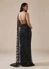 Black Geometric Crystal Ready Pleated Saree