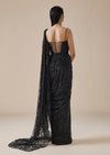 Black Lace Ready Pleated Saree With Corset Blouse
