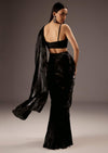 Black Organza Ready Pleated Saree