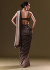 Brown Pre Stitched Saree With Cowl Blouse