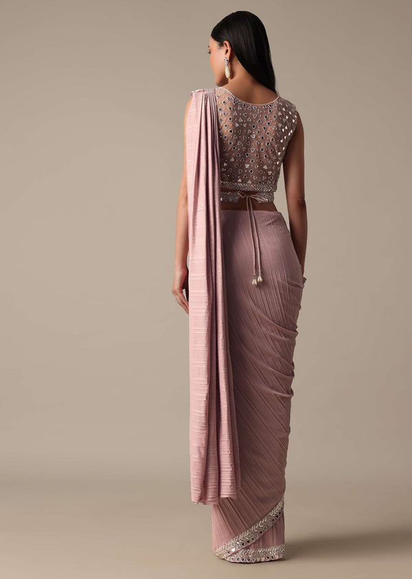 Chic Pink Ready To Wear Saree With Blouse