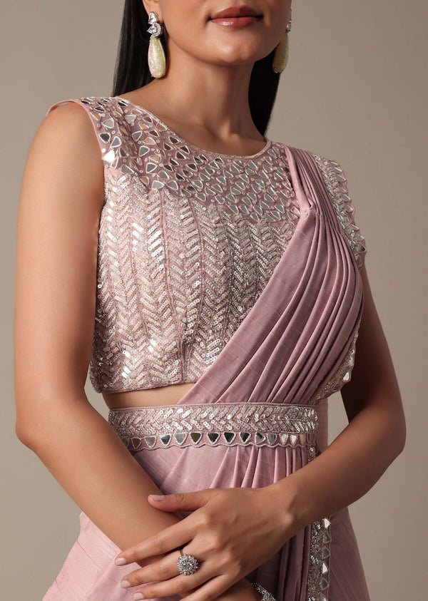 Chic Pink Ready To Wear Saree With Blouse
