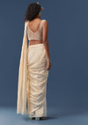 Cream Pre-Draped Beaded Saree with Blouse