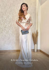 Cream White Ready To Wear Saree With Floral Hand Work On The Blouse