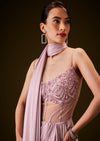 Flamingo Pink Pre Draped Indo Western Saree