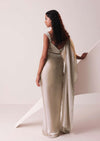 Glam Silver Embroidered Ready To Wear Saree In Organza