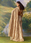 Gold Banarasi Silk Ready Pleated Saree And Blouses